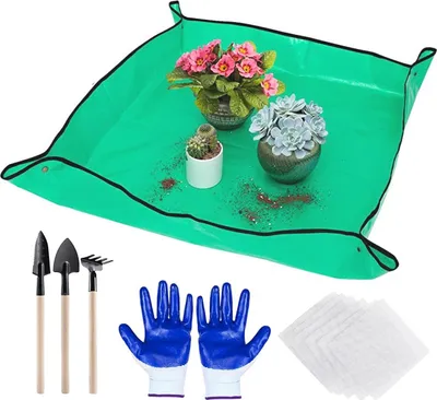Produktbild von Umtopfmatte zum Umpflanzen von Zimmerpflanzen und zur Kontrolle von Blumenerde-Unordnung, Gartengeräte, Gärtnergeschenke, Pflanzengeschenk für Pflanzenliebhaber