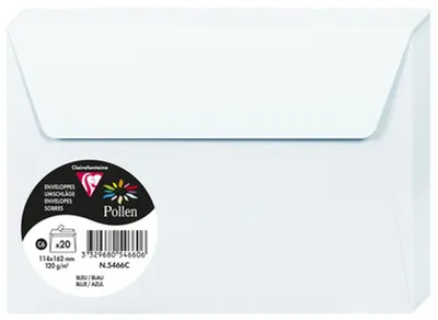 Obrázok produktu pre Clairefontaine 5466C, C6 (114 x 162 mm), Modrá, C6 (114 x 162 mm), Papája, 120 g/m², 20 kusov