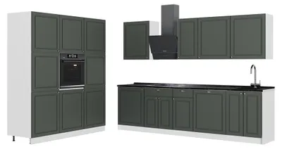 Produktbild von Küchenzeile Vicco Fame-Line Grün-Gold Landhaus/Weiß 460 cm ohne Arbeitsplatte, Model 63828