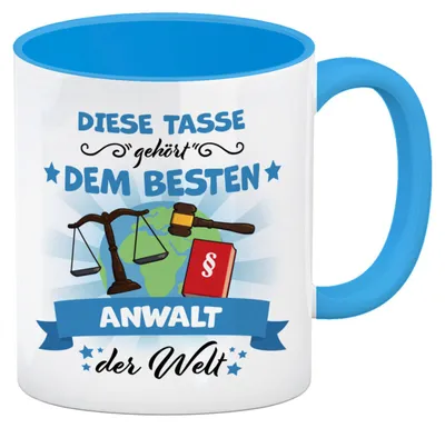 Produktbild von Bester Anwalt der Welt Kaffeebecher Hellblau