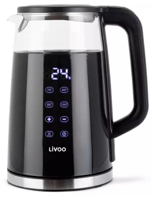 Produktbild von Livoo DOD198, 1,7 l, 2200 W, Schwarz, Glas, Edelstahl, Regelbare Temperatur, Wasserstandsanzeige