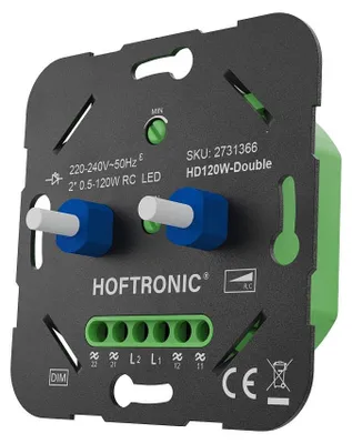 Image de HOFTRONIC - Variateur rotatif double LED 2 x 0,5-120 Wbidirectionnelle
