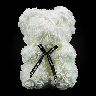 Image de Medvídárek, petit ours en peluche en forme de rose, 25 cm - blanc