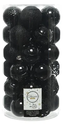Produktbild von Weihnachtskugeln Kunststoff Ornamente 6cm 37er Set - Schwarz