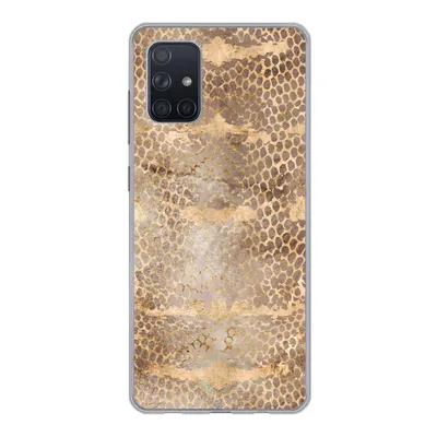 Produktbild von MuchoWow® Handyhülle Schutzhülle Hülle für Samsung Galaxy A51 Schlangendruck - Gold - Braun Silikon Softcase Handy Hülle - Schutzabdeckung