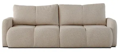A front view of a beige sofa.