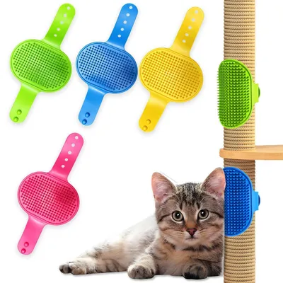 Immagine prodotto di Set di spazzole per gatti, 4 pezzi, con angolo massaggiante, per la cura del pelo e l'autopulizia