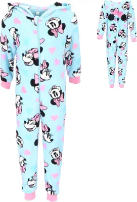 Produktbild von Minnie Maus Kuscheliger Fleece Onesie Schlafanzug Jumpsuit Kinder Pyjamas mit Hoodie 98/104 cm