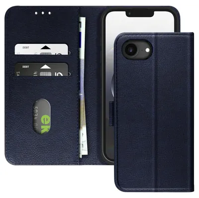 Obrázek produktu pro Avizar, pouzdro typu Chesterfield s funkcí stojánku pro Apple iPhone 17e, tmavě modré