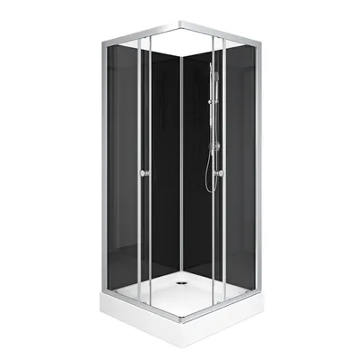 Immagine prodotto di Doccia completa MARWELL doccia completa Black Reef - cabina doccia 80 x 80 x 195 cm - set completo incluso piatto doccia e rubinetto - con ingresso ad angolo