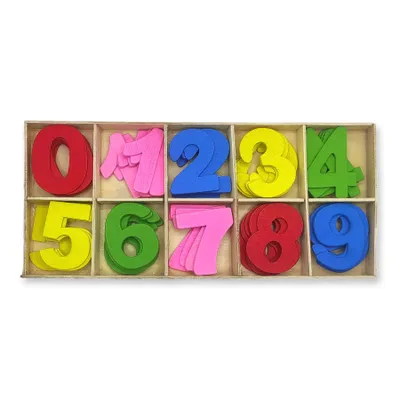 Obrázek produktu pro Sada dřevěných písmen, barevné číslice 60 kusů, 10 x 6,5 cm