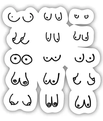 Produktbild von Spreadshirt Busen Brüste Frau Muster Feminismus Sticker Aufkleber, 10 x 10 cm, Mattweiß