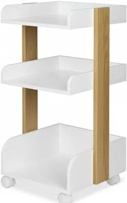 Produktbild von Bomoe Aufbewahrungswagen mit Rollen 69 cm hoch Bosse Weiß und Eiche