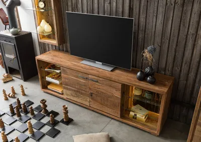 Produktbild von MASSIVMOEBEL24 TV-Board Akazie 200x40x63 natur lackiert BARK #113