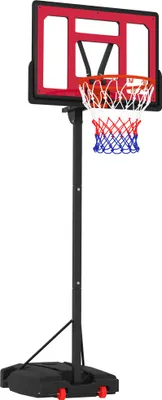 Produktbild von Höhenverstellbarer Kinder-Basketballkorb 200-260cm mit Rädern - Outdoor Basketballkorb ab 6 Jahren in Rot