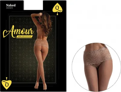 Produktbild von Beżowe rajstopy z koronka w pasie open crotch 3-4 Beige