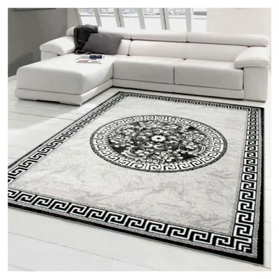 Produktbild von Orientteppich mit Glitzergarn | Bordüre & Verzierungen in Kreisform | grau anthrazit Creme 200x280 cm