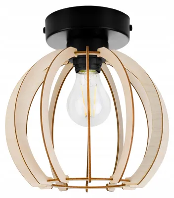 Image de Plafonnier avec abat-jour en bois LED – Plafonnier moderne Applique murale Design