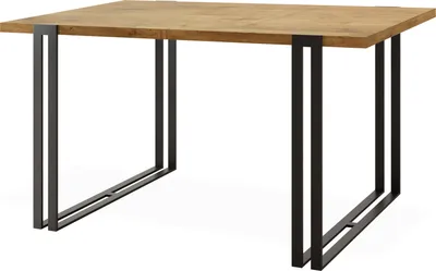 Produktbild von Ausziehbarer Esstisch - Großer Tisch im Loft-Stil mit Schwarze Metallbeinen 160 bis 260 cm - Industrietisch für das Wohnzimmer - Spacesaver - Lancelot Eiche - 160 x 90 cm