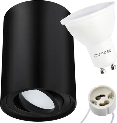 Obrázok produktu pre LUMILED LED stropné svietidlo pre povrchovú montáž bodové stropné svietidlo bodové otočné okrúhle čierne + LED GU10 6 W 230V neutrálna biela 4000K