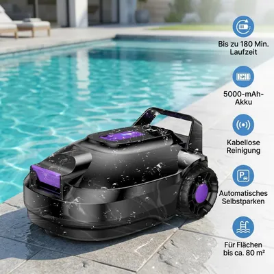 Produktbild von Redkey S2 Akku Poolroboter 180 Min IPX8 5000 mAh bis 80 m²