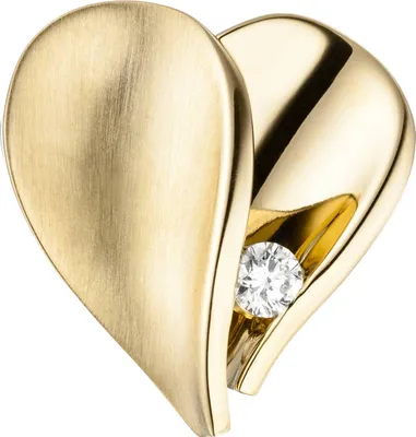 Produktbild von JOBO Anhänger Herz 585 Gold Gelbgold teilmatt 1 Diamant Brillant Herzanhänger
