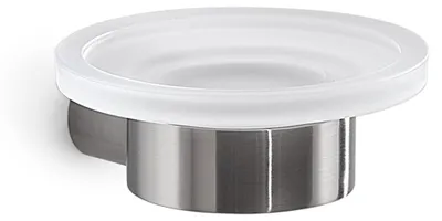Produktbild von Wandseifenschale gebürstet, Schraubbefestigung, Messing Edelstahl satiniertes Glas, Palazzo
