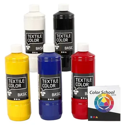 Image de Peinture textile - Couleurs primaires, 5x500ml