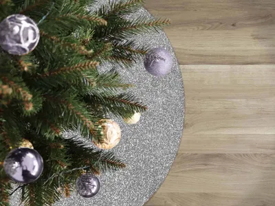 Produktbild von Primaflor Weihnachtsbaum Unterlage GLIMMER - Rund - Silber - Ø 100cm - B1 Tannenbaumdecke, Decke für Weihnachtsbäume - Tannenbaum Bodenmatte