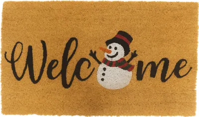 Immagine prodotto di Zerbino Relaxdays in fibra di cocco, pupazzo di neve, 60x40 cm, antiscivolo, resistente alle intemperie, per interni ed esterni, zerbino da ingresso, colore naturale