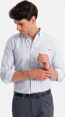 Zdjęcie produktu dla Ombre Clothing Koszula męska z długim rękawem Odoiwuor szary XL
