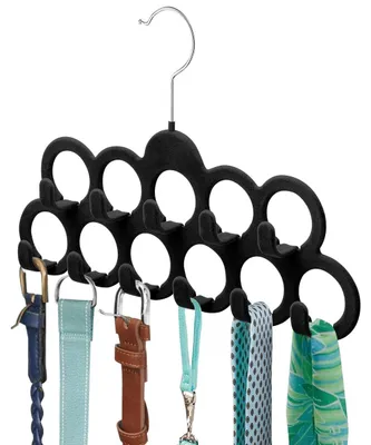 Produktbild von Schalhalter Schalaufhänger Krawattenhalter - 11 Haken und Schlaufen - Schwarz - 2 Stück