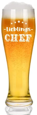 Bierglas mit Gravur – Lieblingschef, 700 ml, personalisiertes Geschenk