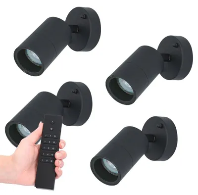 Produktbild von hoftronic LED-Wandleuchte 4er-Set 4W 2700K Schwarz IP44 GU10 dimmbar