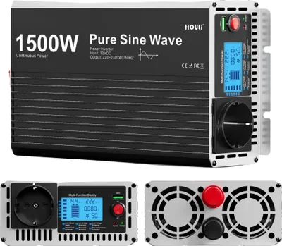 Image de Onduleur, onde sinusoïdale pure, écran LCD, télécommande, 1500W, 12V, 220-230V 50Hz