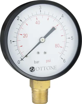 Produktbild von Manometer 10 bar, 100 mm Zifferblatt, 1/2" seitlicher Eingang