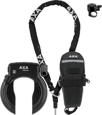 Produktbild von AXA Defender RLC 140 Ringschloss + Einsteckkette Set mit Tasche inkl. Fahrradklingel