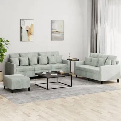 Image de Maison Exclusive - Ensemble de canapés 3 pièces avec coussins, velours gris clair
