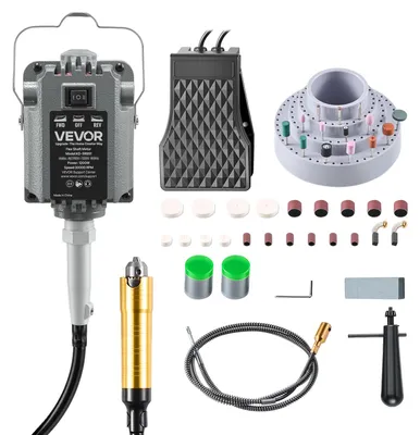 Obrázek produktu pro VEVOR Elektrické rotační nářadí, 1200 W, 30 000 ot./min, rotační nářadí s ohebnou hřídelí a ovládáním nožním pedálem, závěsná bruska se 112 kusy příslušenství, rychlý brusný kotouč pro broušení, leštění a řezání