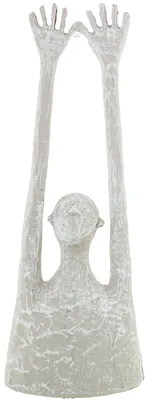 Keramikfigur Person mit erhobenen Armen, weiß, 9x6x24 cm