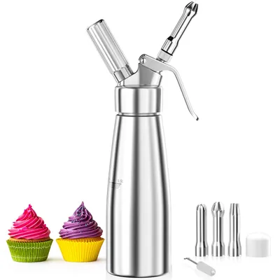 Sahnespender 500 ml, Aluminium, mit 3 Edelstahl-Düsen