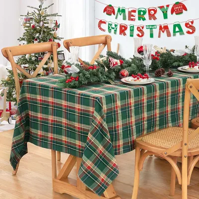 Karierte Tischdecke 140x210 cm grün rechteckig Weihnachten