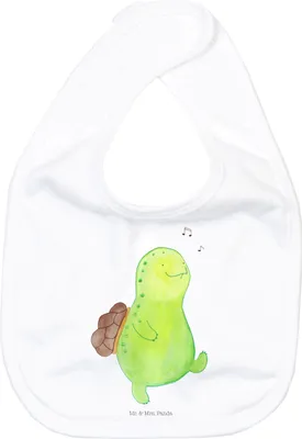 Produktbild von Mr. & Mrs. Panda Schlabberlatz Schildkröte Pfeifen - Weiß - Geschenk, Lätzchen Für Babys, Schlabberlätzchen, Glück, Lebensfreude, Baumwoll-Lätzchen, Babylätzchen