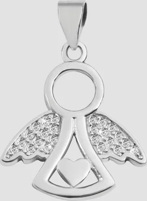 Produktbild von 925/- Echt Silber Anhänger ohne Kette "Parivash", Engel mit Herz und Zirkoniabesatz, 925/rhodiniert