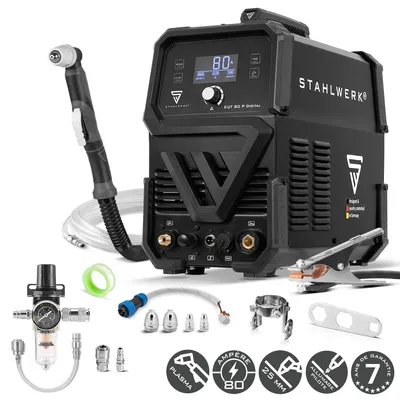 Image de STAHLWERK Découpeuse plasma CUT 80 P Digital - Découpeuse plasma de 80 A, puissance de coupe jusqu'à 25 mm, Inverter Plasma Cutter avec allumage pilote HF