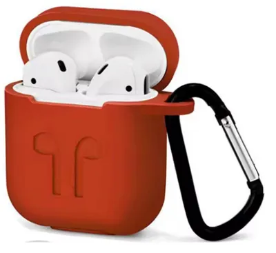 Produktbild von Rote Hülle passend für AirPods - AirPods-Hülle - AirPodscase - AirPods-Hülle mit Karabiner - Rot - Silikon - AirPods 1 & 2 - Passend für Apple AirPods - CHPN