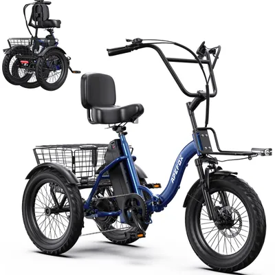Produktbild von 2026 Fat Klapprad Elektro Dreirad faltbares E-Bike Lastenfahrrad 18 Zoll 48V 15Ah Akku Elektrofahrrad Elektro Lastenfahrrad Mit Hinterkorb 80 km