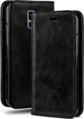 Produktbild von moex® Klapphülle kompatibel mit Samsung Galaxy A8 (2018) - Hülle mit Kartenfach, Onyx Schwarz