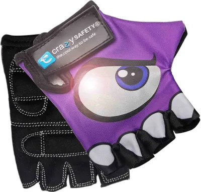 Produktbild von Lila Fahrradhandschuhe | Crazy Safety | Reflektierende Augen | Größe S