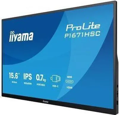 Produktbild von Tragbarer PC Monitor, IIYAMA Prolite P1671HSC-B1, 16 Zoll, Full HD IPS Display, 8ms, Mini HDMI, USB-C